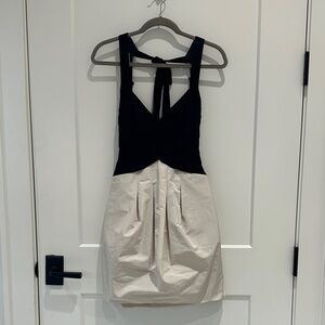 BCBGMaxAzria Black and Cream Backless Dress